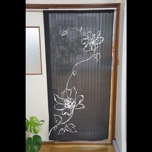 Noren (Japanese curtain) -  Gray Flower Pattern